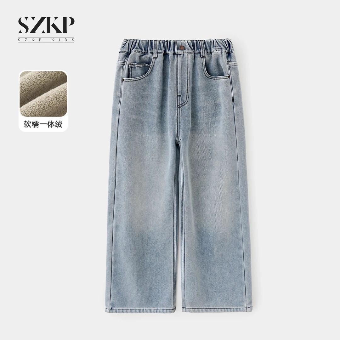 SZKP冬季新款女童保暖裤子中大童休闲时尚儿童牛仔裤JMKD556431