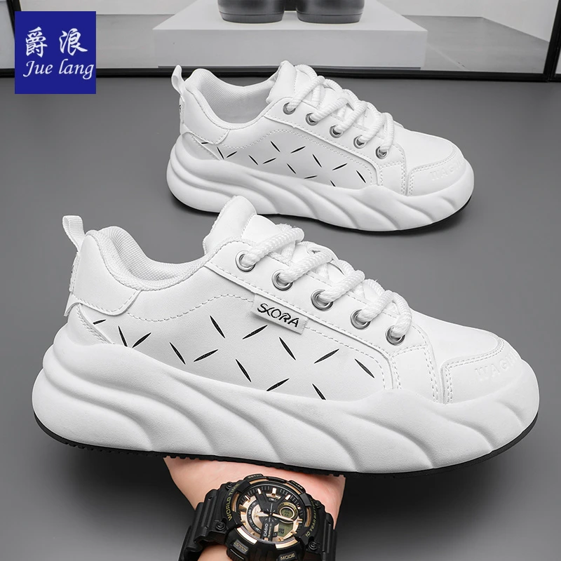 爵浪2025春季新款男鞋运动休闲鞋增高厚底老爹鞋百搭板鞋小白潮鞋