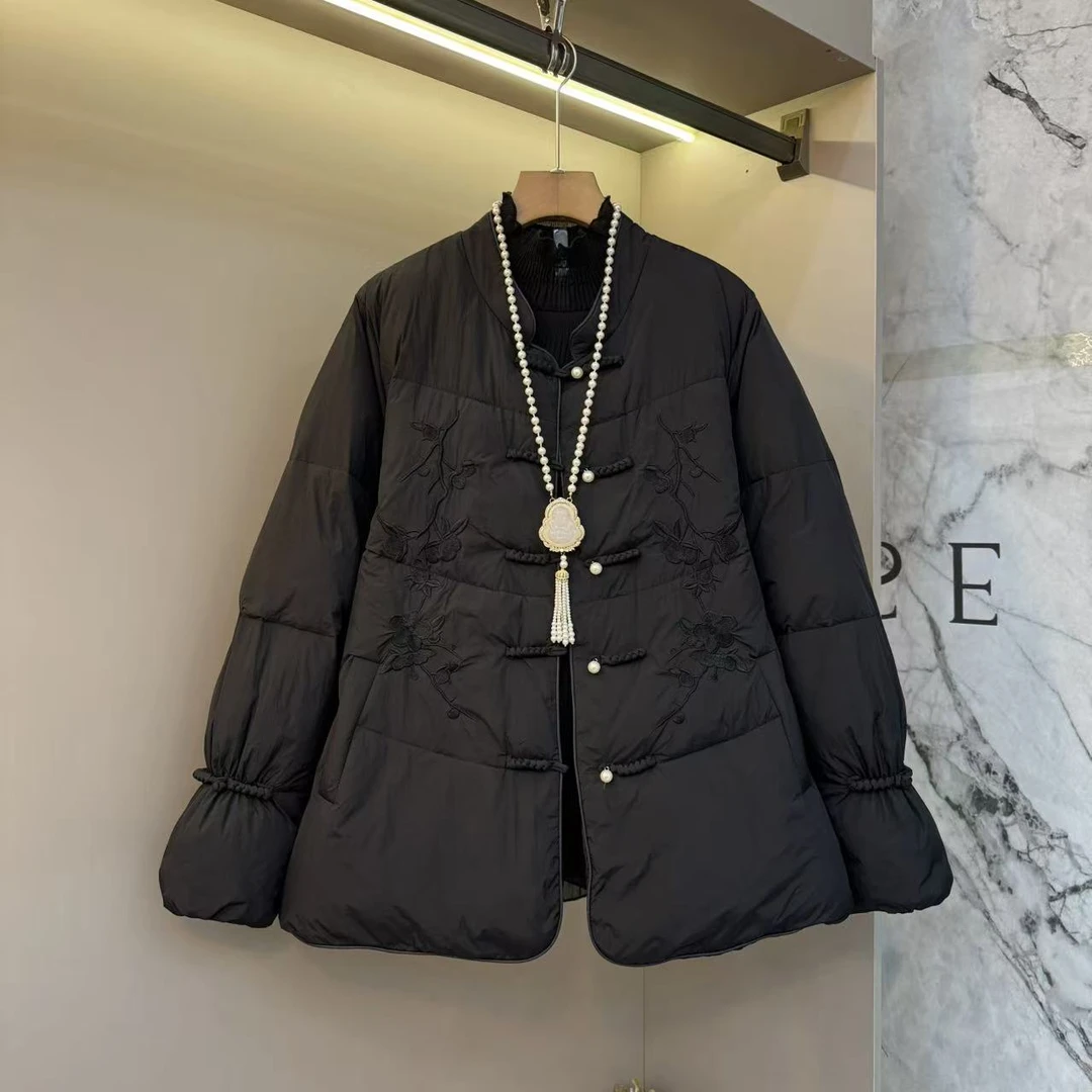 2024新款新中式重工艺提花盘扣款修身轻奢气质款显瘦棉服外套2377