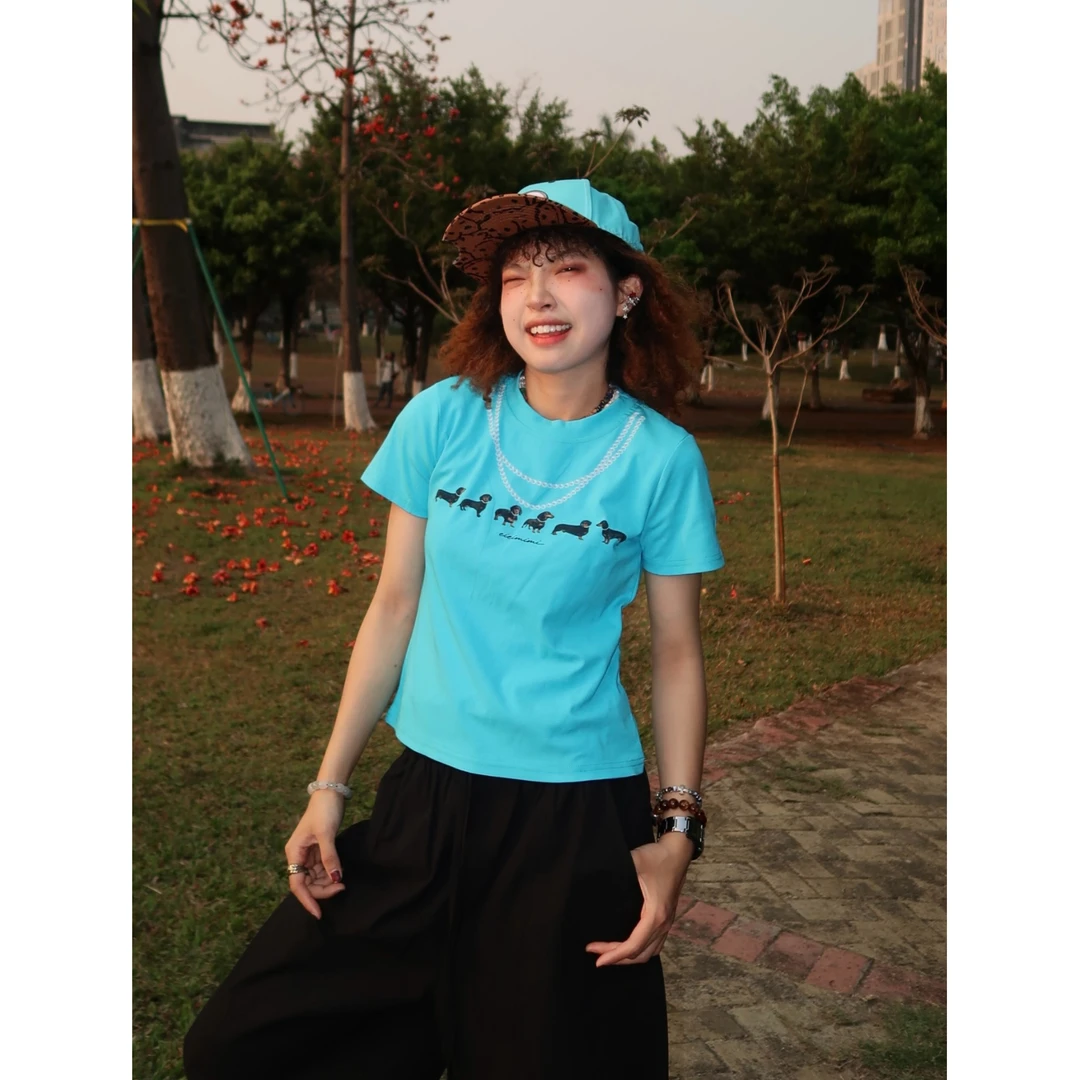 SUNDAY夏季美式街头小众百搭修身小正肩短袖T恤显瘦休闲8082