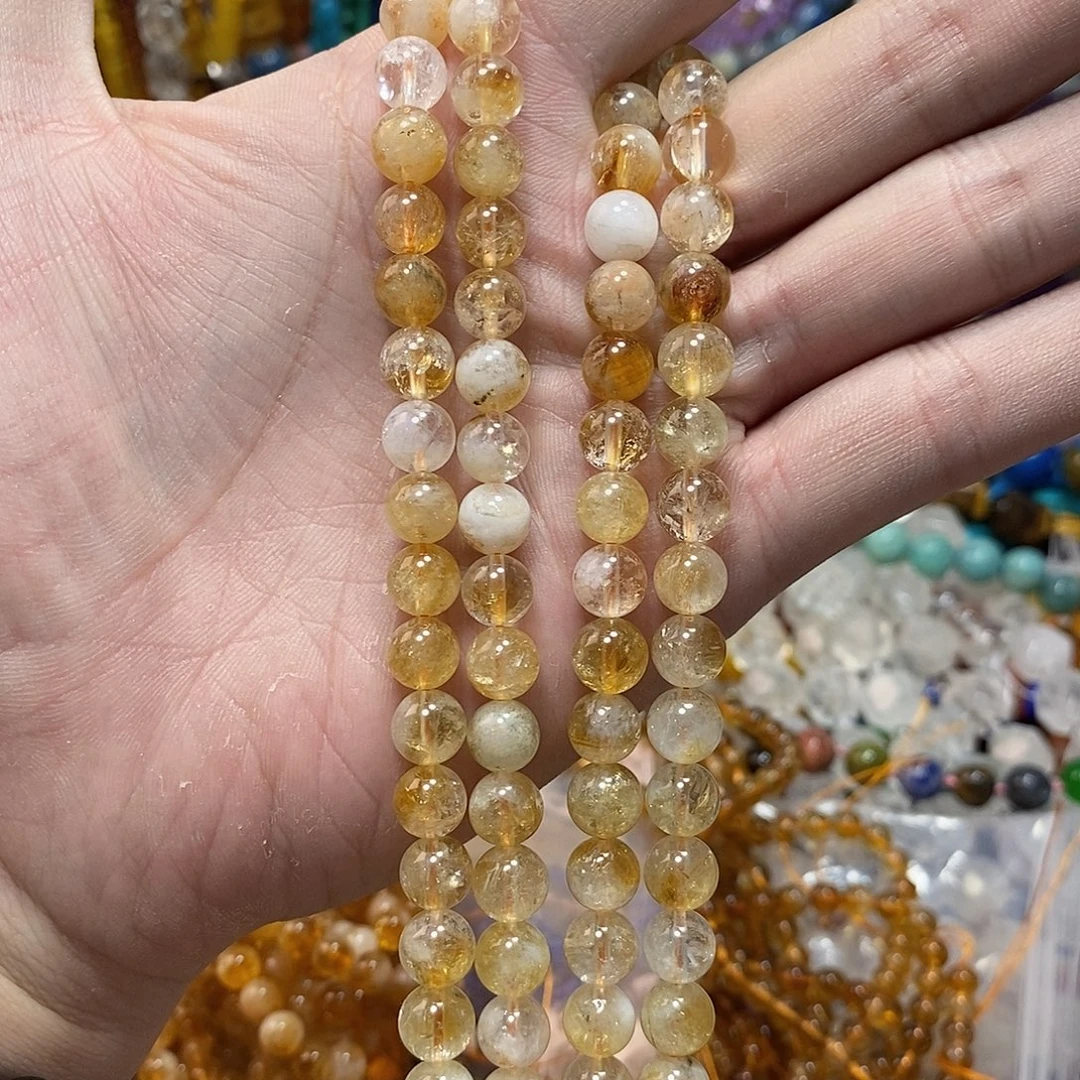 石英质玉未镶嵌，黄塔金8mm，