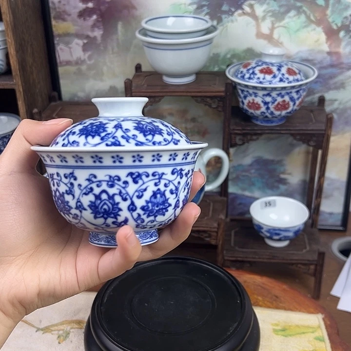 瓷其他缠枝莲盖碗