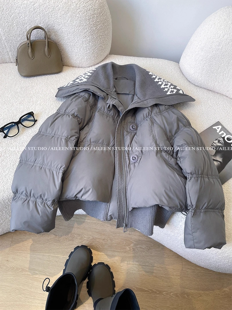 灰色设计感女2025秋冬季新款棉服宽松高级感气质加厚百搭外套上衣