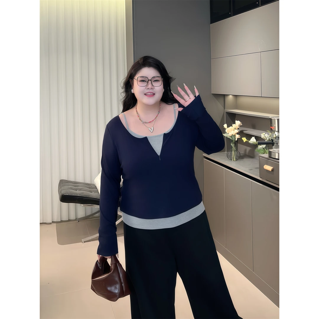 【断码捡漏】大码女装花契200韩风吊带+小衫真两件叠穿套装15184-X