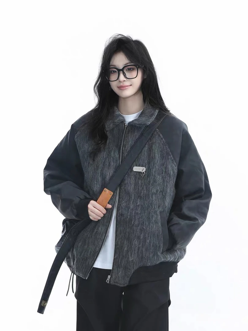 火腿了了冬季重磅夹棉棒球服