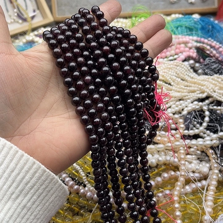 玛瑙/玉髓珠宝半成品未镶嵌一条7mm石榴石