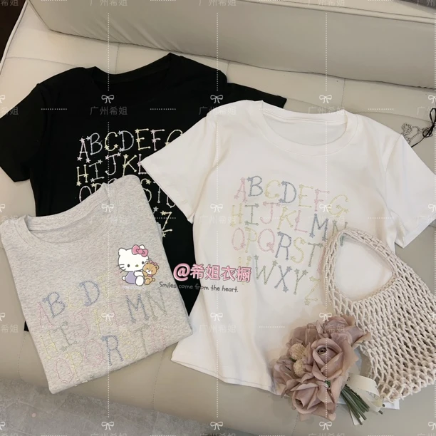 【多彩字母】2025新款刺绣字母T百搭圆领修身T恤显瘦上衣