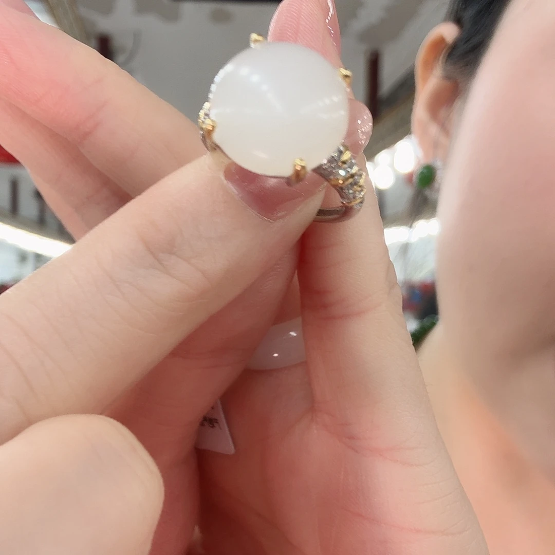 和田玉银S925镶嵌戒指