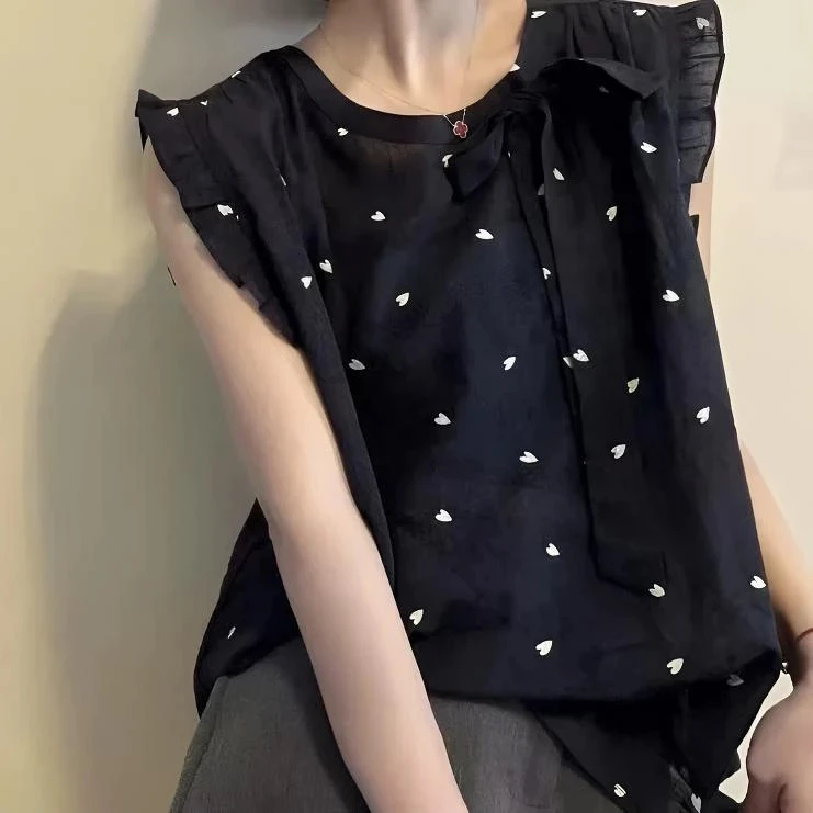 小施家气质设计优雅蝴蝶结特色袖显瘦上衣5568