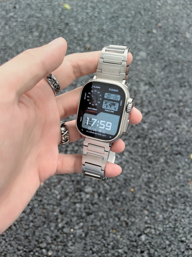 适用iwatch苹果手表表带s10金属s9不锈钢ultra2男女10高级感s8s7