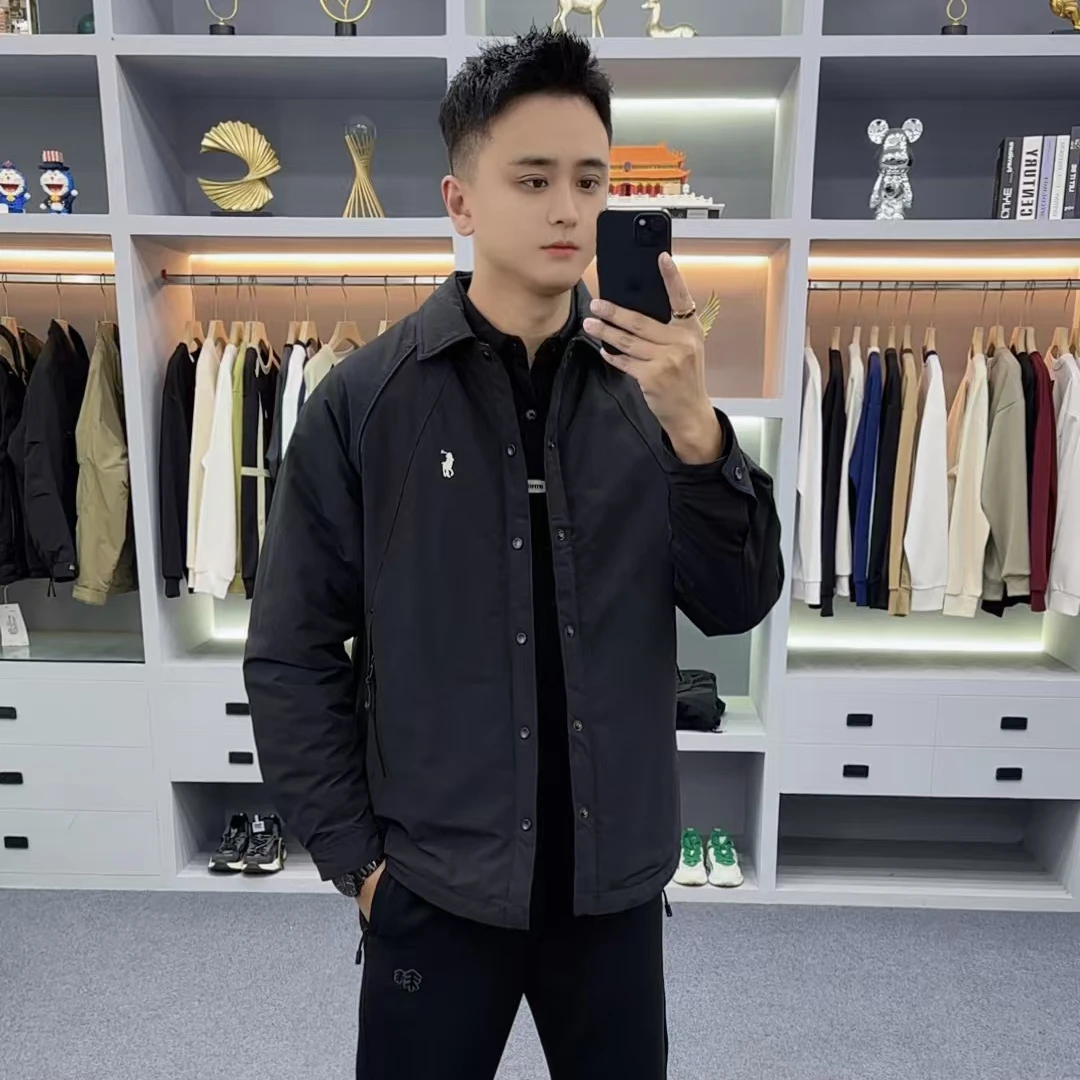 二棉衬衫夹克男生衣服高级感秋冬季厚款刺绣翻领休闲百搭外套6072