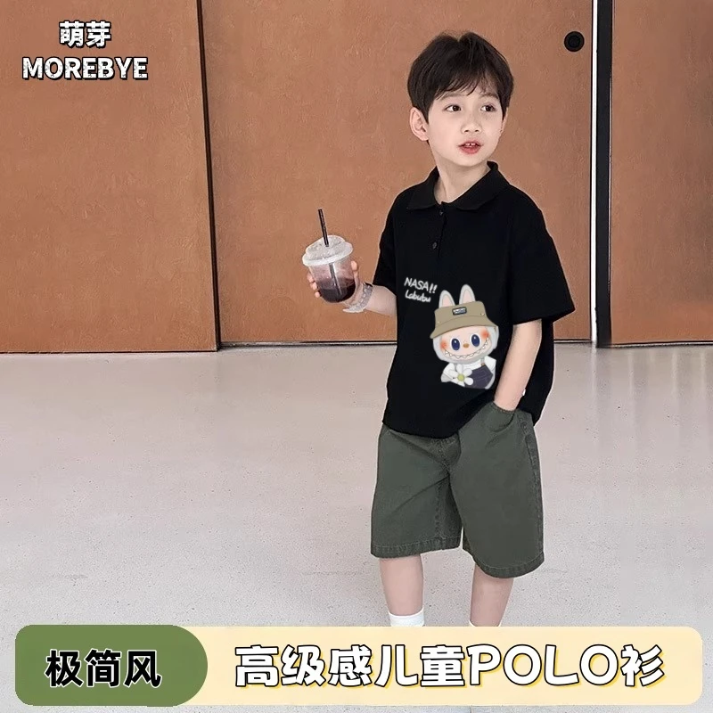 卡通拉布布短袖3-12岁夏季新款儿童翻领衫男童中大童上衣洋气潮