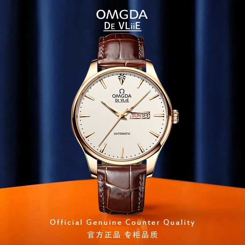 欧米加瑞士手表男士全自动机械表男超薄防水时尚真钻LOEGSINS男表