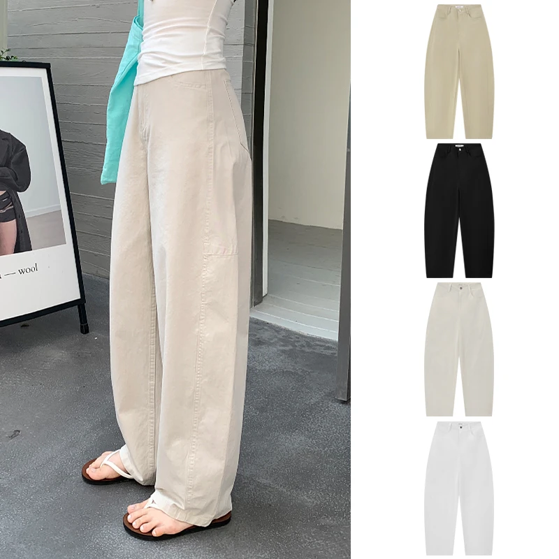 Miss sumeyY3821自制立体剪裁弯刀裤子阔腿宽松显瘦休闲拖地长裤