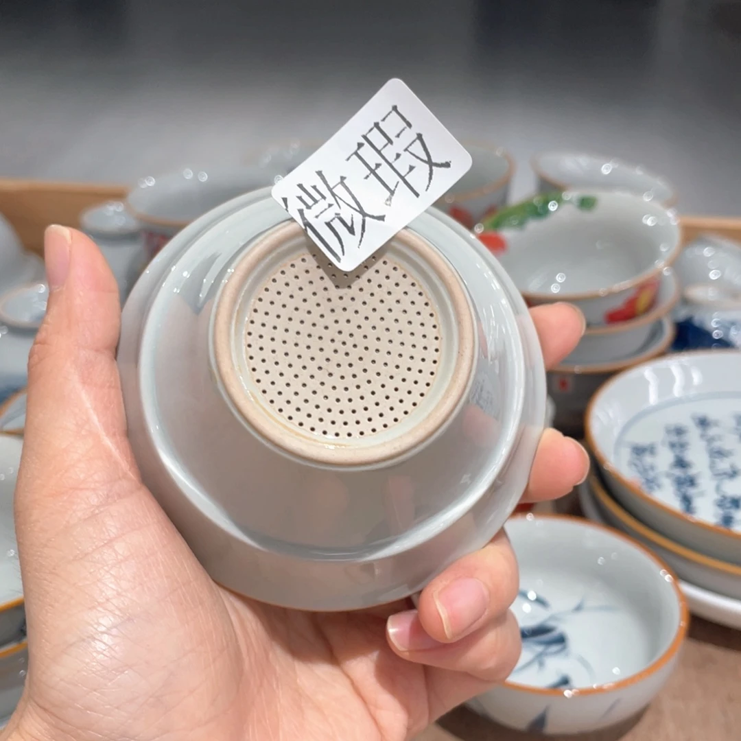 釉下彩纯手绘有瑕