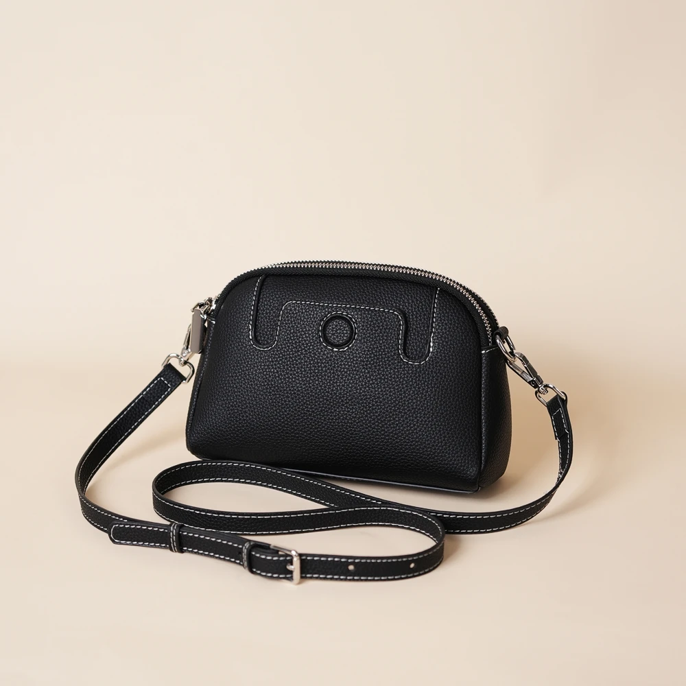 夏季休闲牛皮新款时尚复古中年高级单肩包斜挎包女包小众百搭