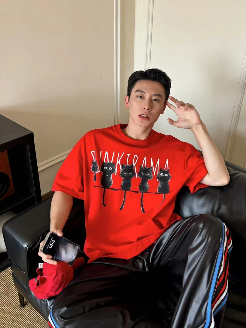 FR-【五只小炸毛】趣味动物印花圆领T恤