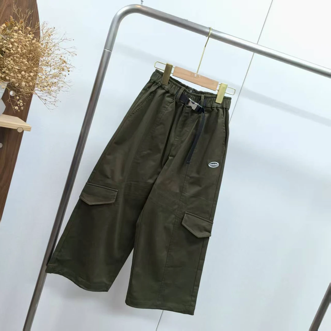 【4981A】军绿梭织长裤A1-7