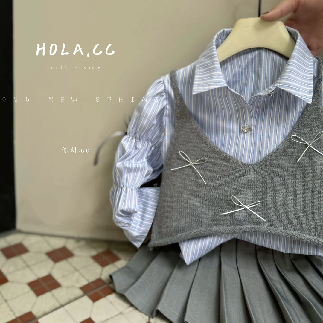 不白来系列~HOLA.CC·25春~蝴蝶结百褶裙三件套8897（汉服套装）