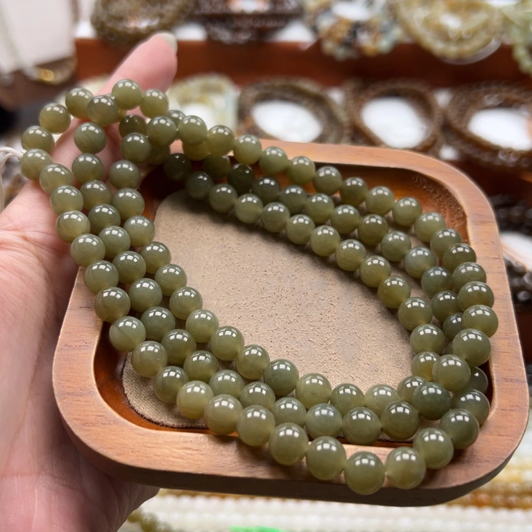 毛衣链未镶嵌和田玉珠串8mm