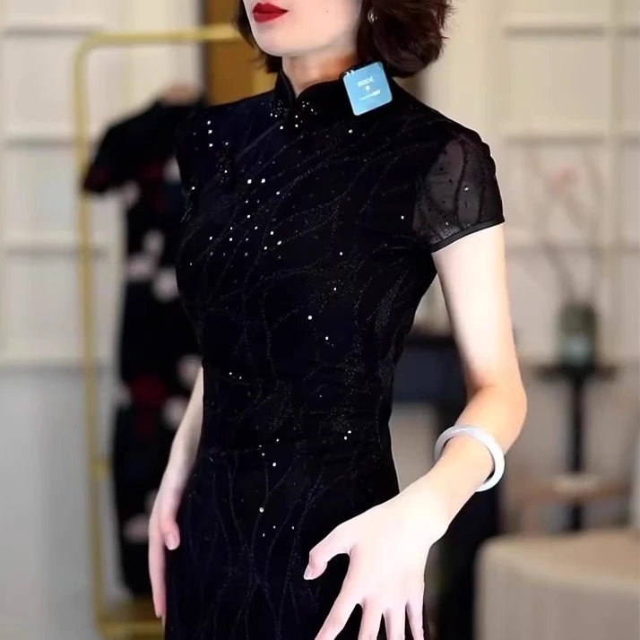 高端时尚国风新中式改良旗袍连衣裙女夏季新款收腰显瘦气质长裙潮