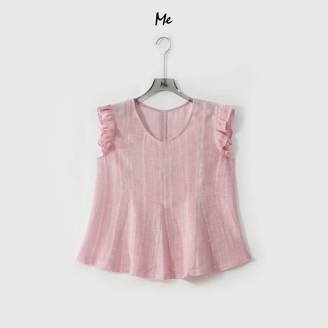 ME【五花肉】天丝亚麻混纺透气显瘦舒适时尚百搭休闲上衣MESS6433