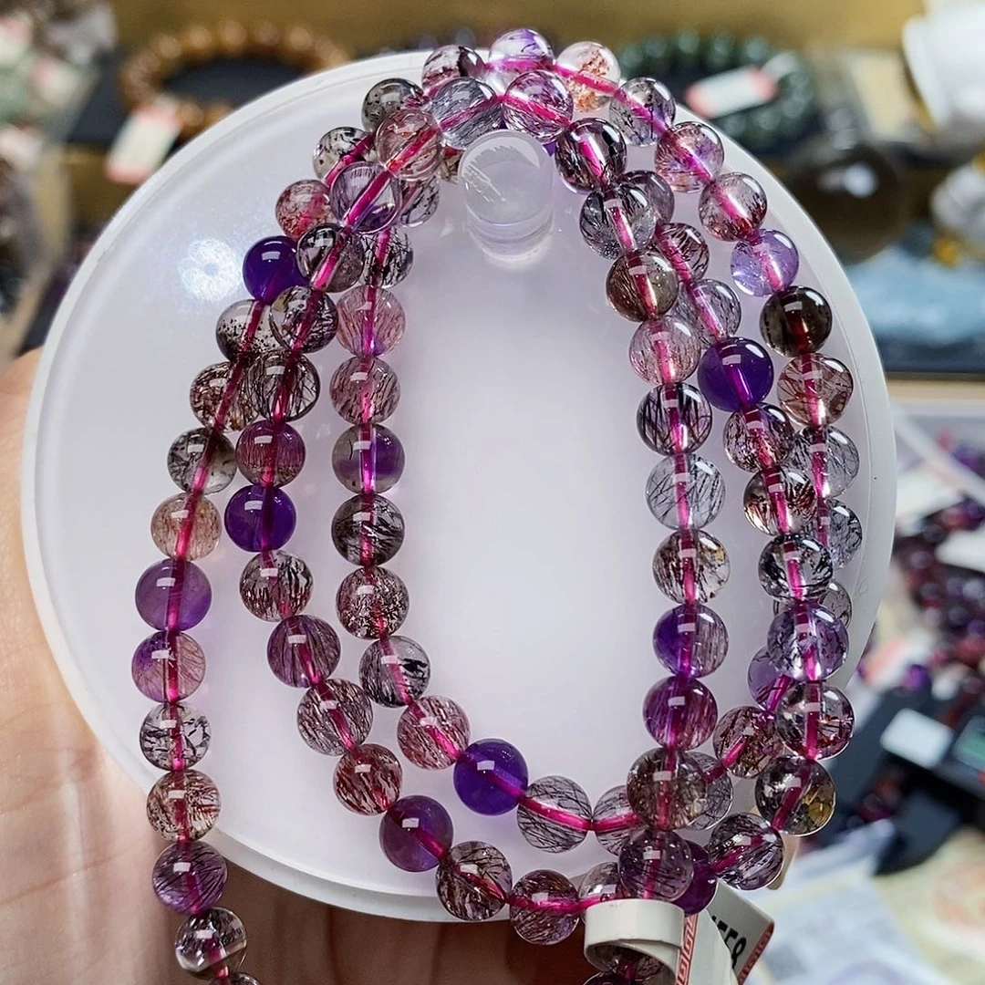 未镶嵌手链水晶h558黑加仑超七6+多圈