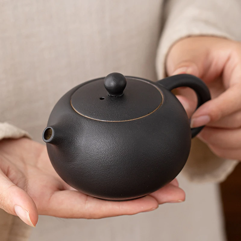 国潮新款黑陶西施壶家用中式泡茶壶功夫泡茶喝茶单个茶壶茶道用具