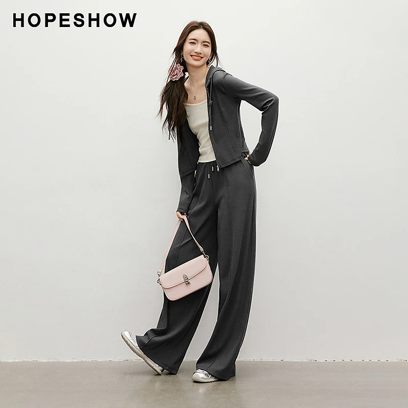 红袖春季2025新款女装 对称立体压褶H型休闲长裤90225061202