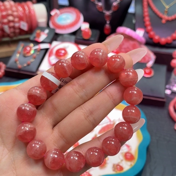 菱锰矿（红纹石）未镶嵌手串聚宝盆11.8mm