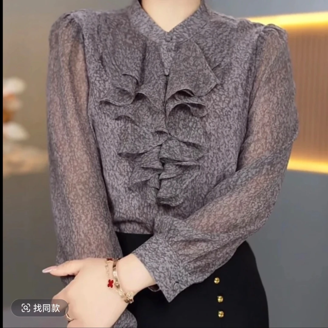 6331新款气质没瘦减龄长袖立领衫