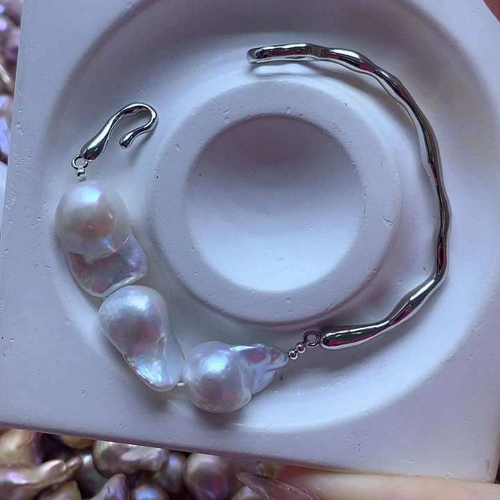 淡水珍珠耳饰银S925镶嵌风***～