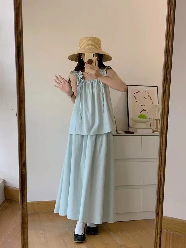 别叫我胖胖～甜美慵懒风简约时尚套装纯色百搭大码套装