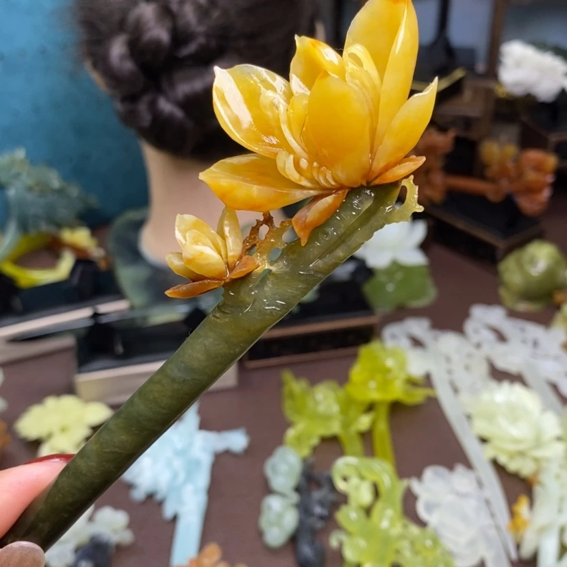 【闪购商品】岫玉发簪发簪盘发发簪未镶嵌我***漏