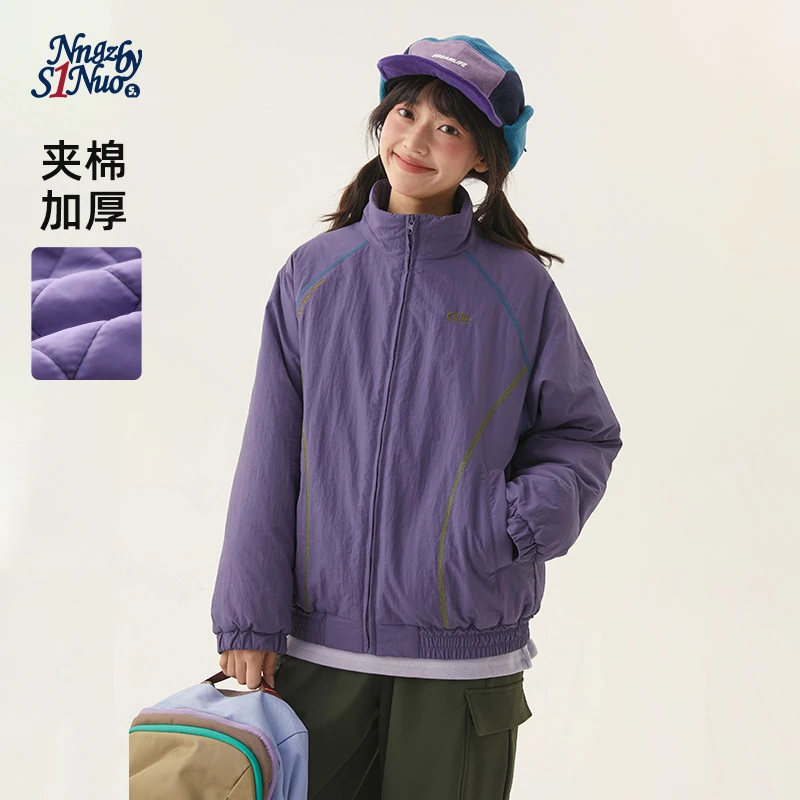 初中生秋冬新款女大童夹棉休闲百搭外套棉服C25DW0087D