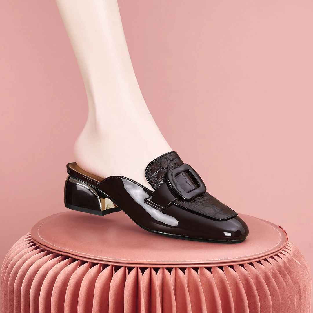 梵芮诗2025年新款春夏季时尚外穿轻便百搭粗跟低跟女凉拖鞋-J1287