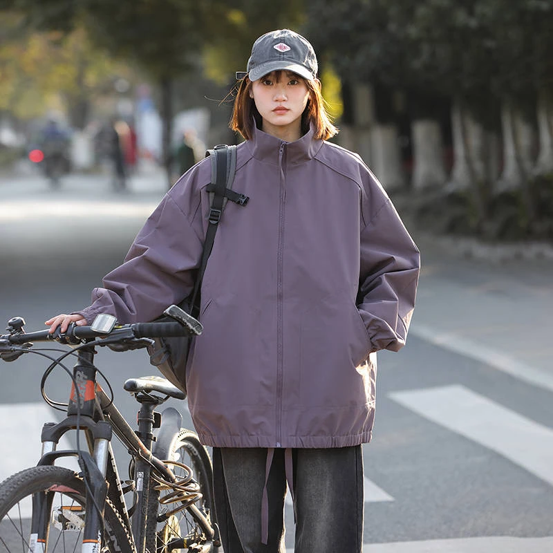 25新款休闲百搭时尚情侣款美式立领冲锋衣