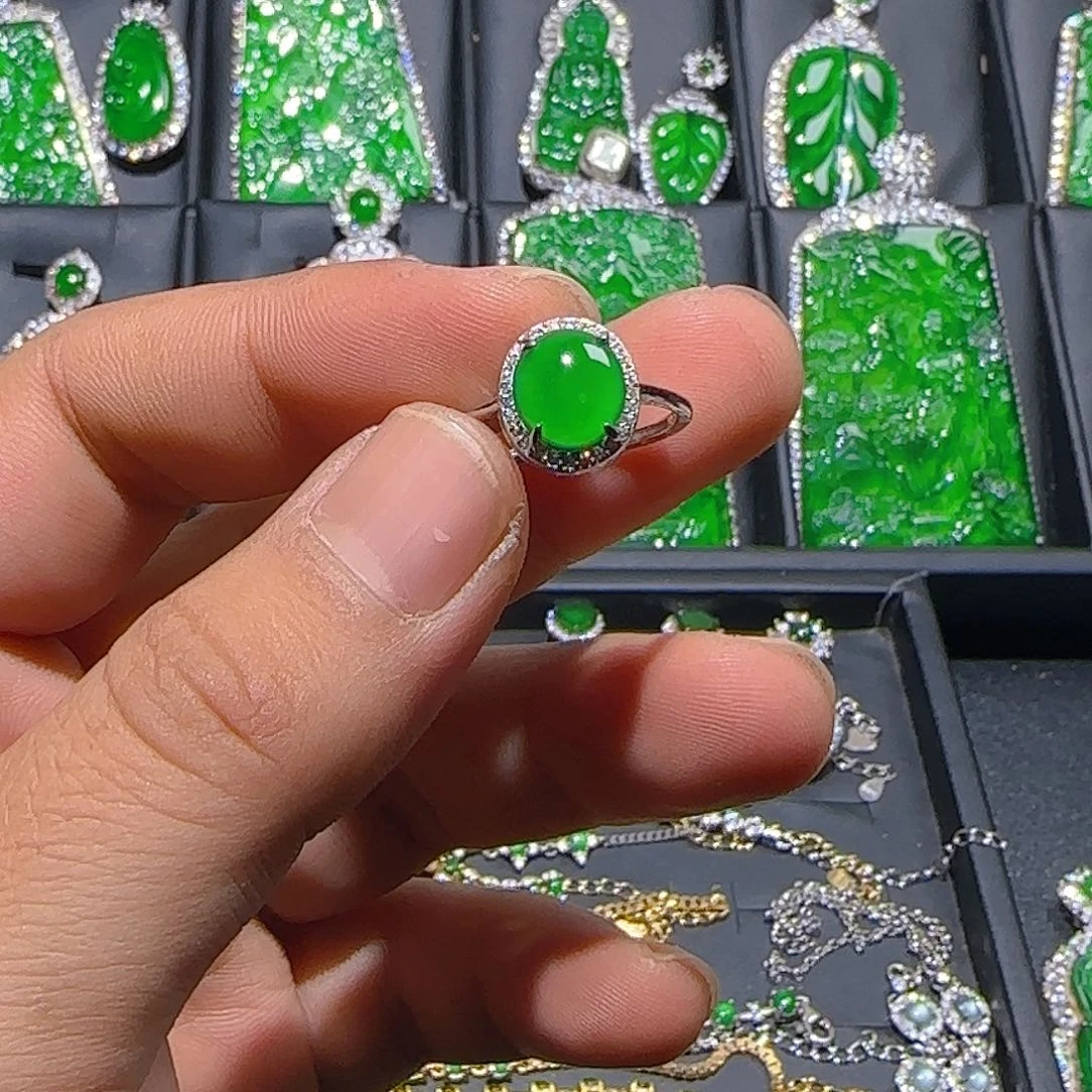 翡翠银S925镶嵌戒指