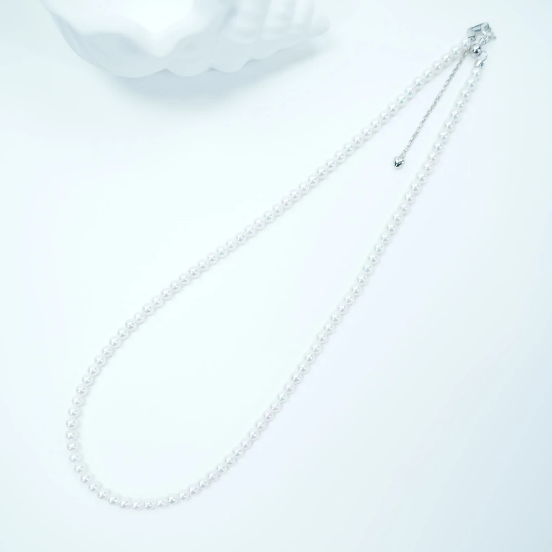 3-4m小米珠淡水珍珠强光正圆baby珠锁骨链精致叠戴巨好看气质减龄