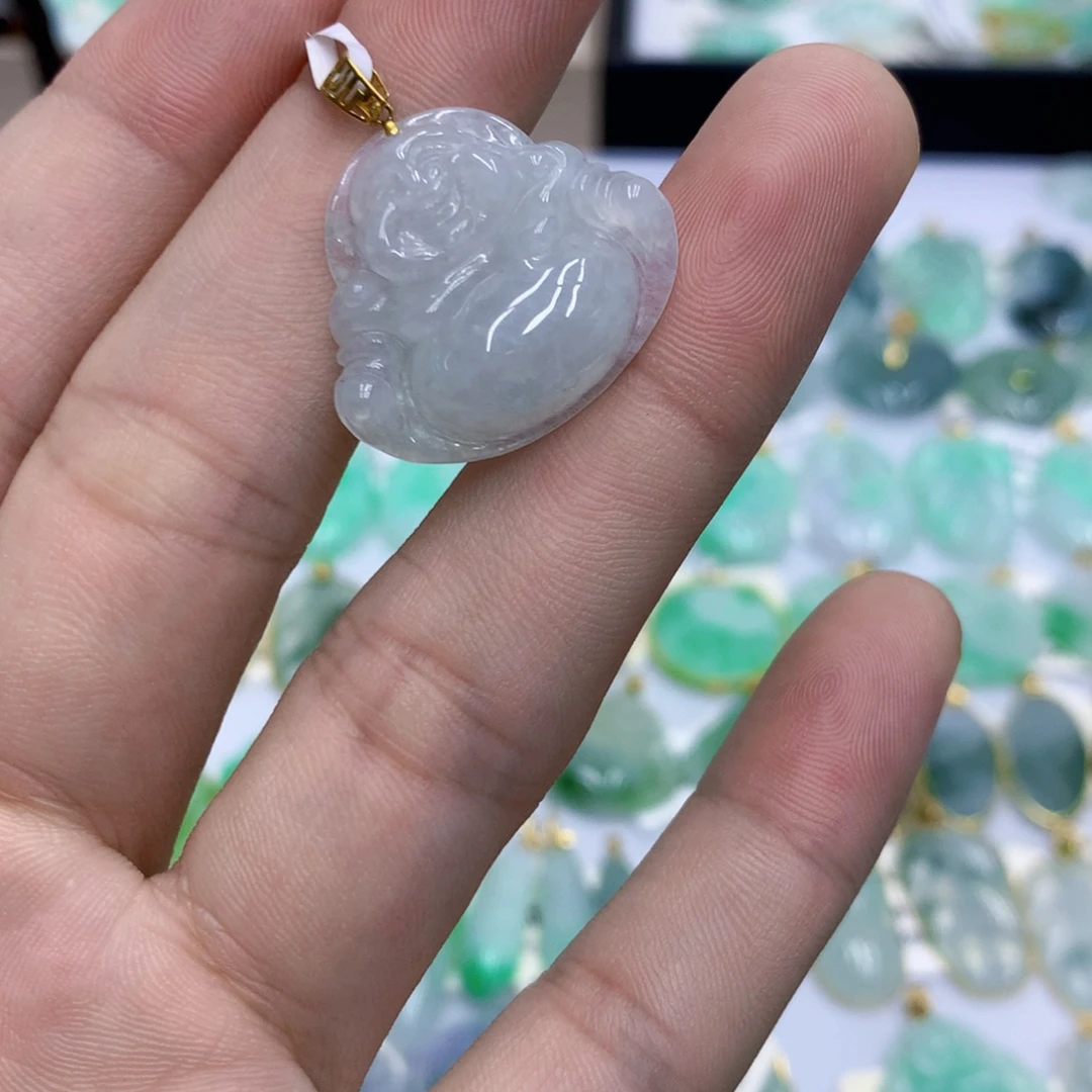 翡翠银S925镶嵌颈饰佛公