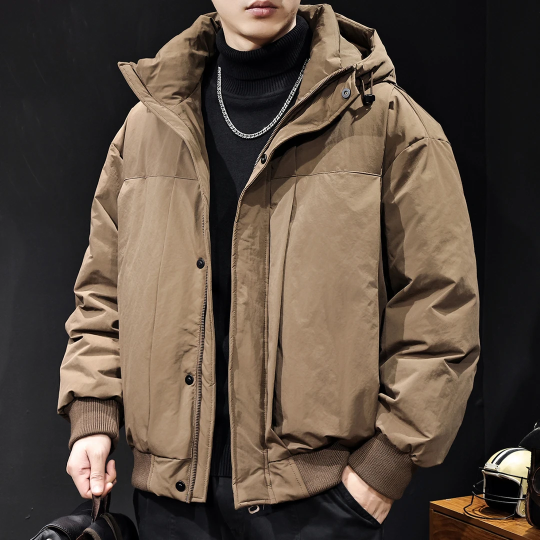 LEIGHZ/雷茨美式白鸭绒工装连帽羽绒服男2025新款加厚保暖外套