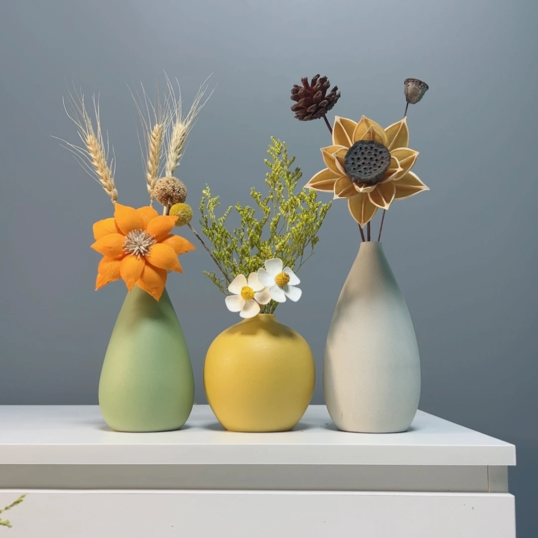 摆件景德镇手作陶瓷花瓶摆件无孔