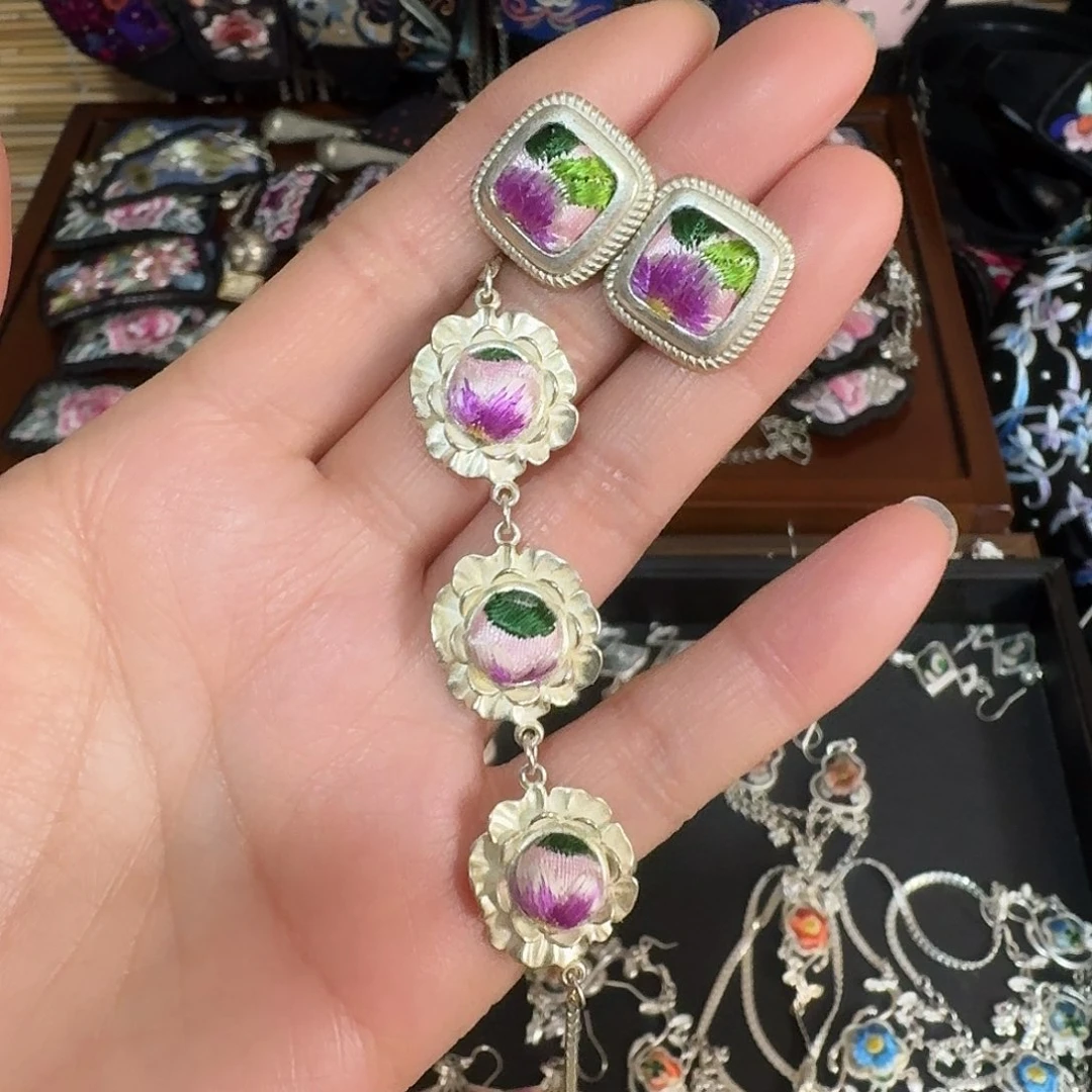 织绣民族风刺绣耳环