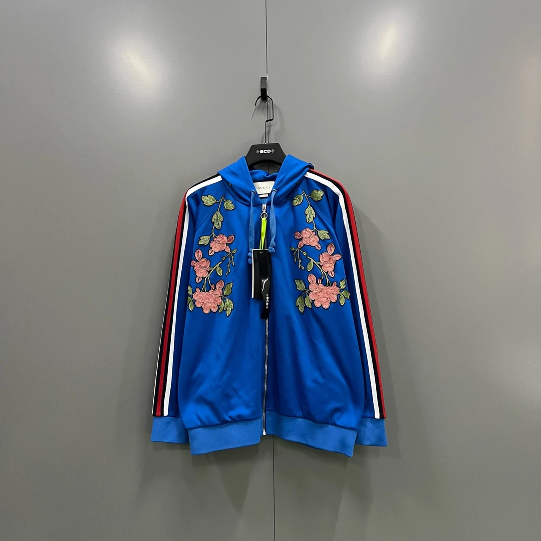 95新 GUCCI/古驰 C27 蓝色花卉刺绣外套 XXL码/jc604960