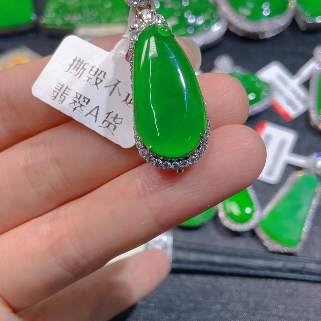 翡翠银S925镶嵌吊坠(不含链)