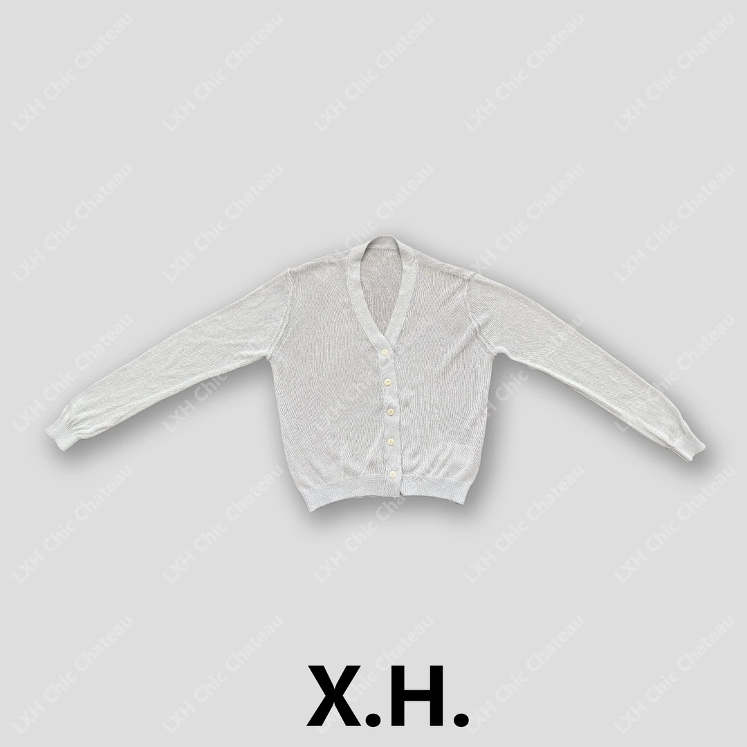 【刘小黑】只挑温度不挑身材春夏进口和纸纱V领开衫