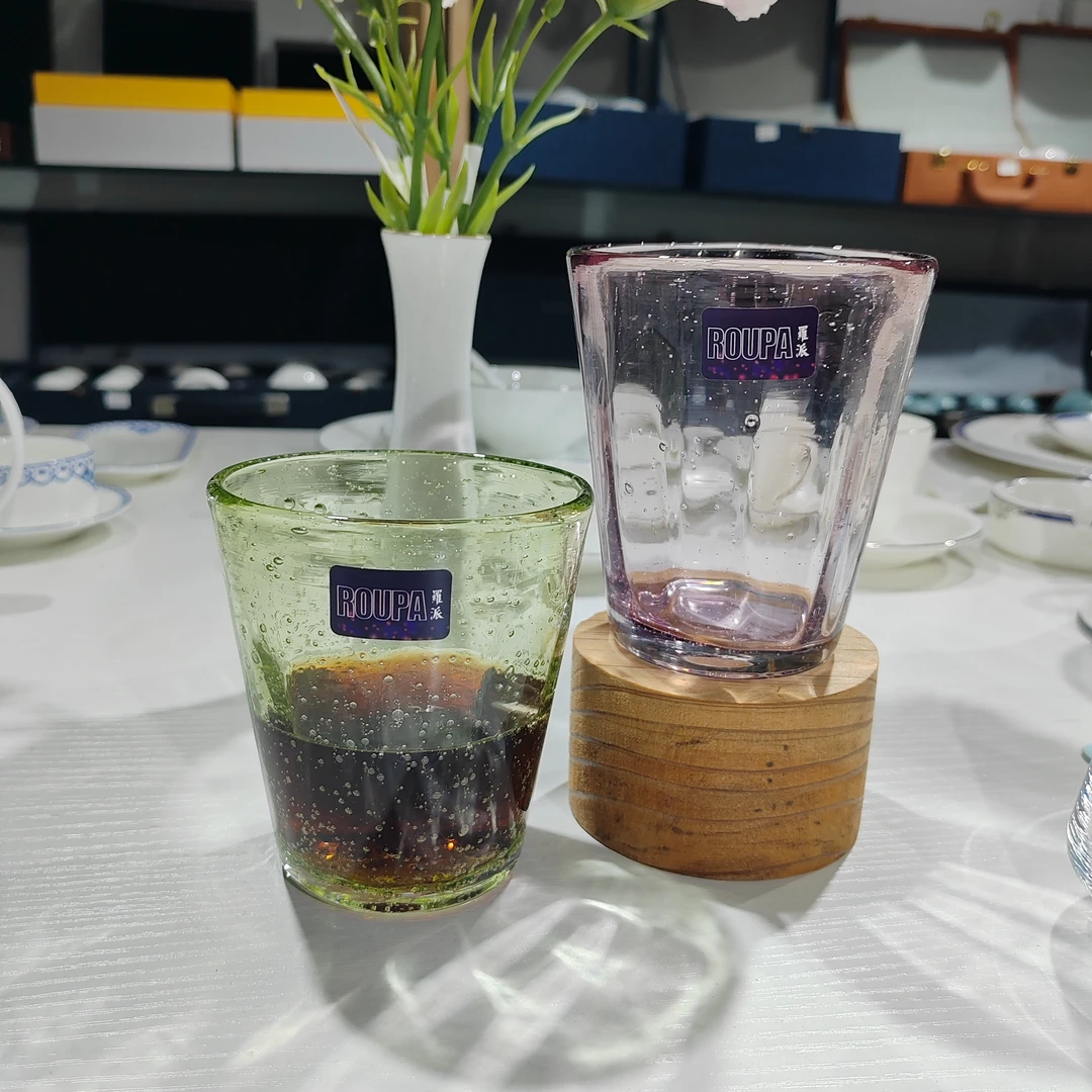 创意加厚手工彩色玻璃水杯泡茶饮料杯实用美观玻璃杯茶杯家用