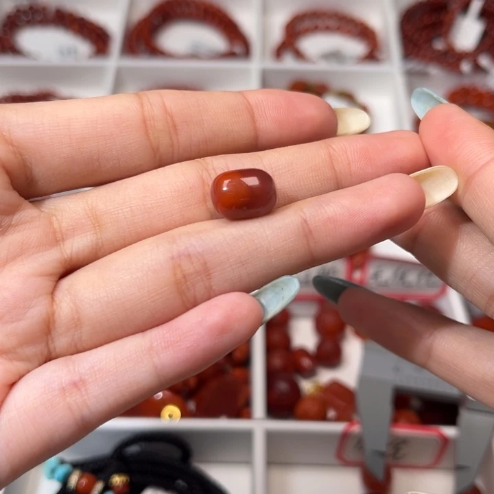 南红玛瑙未镶嵌满肉柿子红玫红枣珠9X11.5+mm