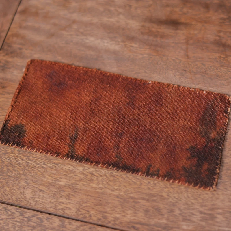 【喜器】亚麻+棉柿染茶席（双层）-尺寸30cmx60cm（步闲0006