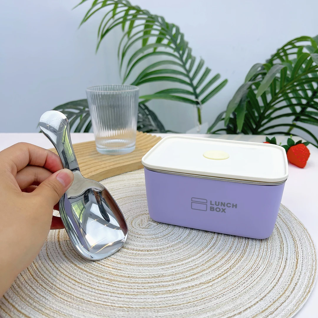 户外水果盒便当盒带小熊罐罐勺双层密封饭盒可微波多巴胺保鲜盒